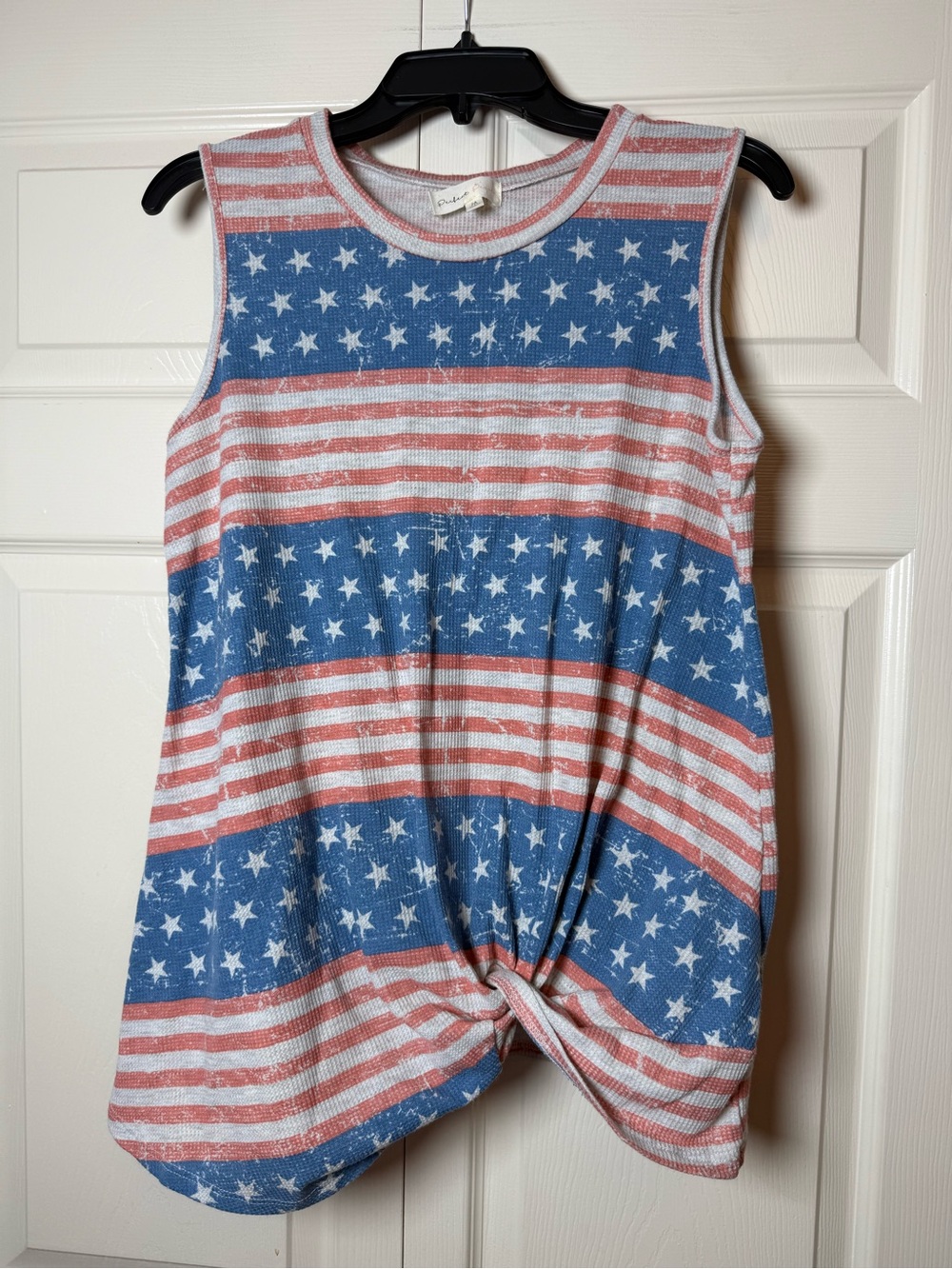 Perfect Peach sleeveless patriotic flag tank‎ top waffle knit cute